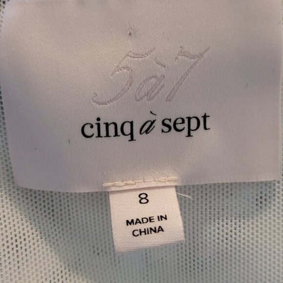 Anthropologie Cinq a Sept Minella off Shoulder Asymmetric Blue White Dress SZ 8 - Picture 9 of 13